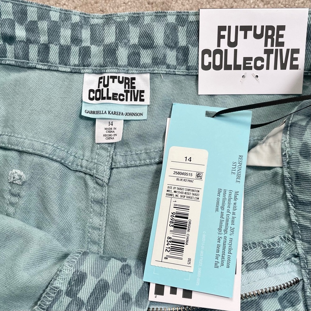New Future Collective Checkered Print Denim Shirt & Pants Set Blue Size XL / 14 - Picture 15 of 16